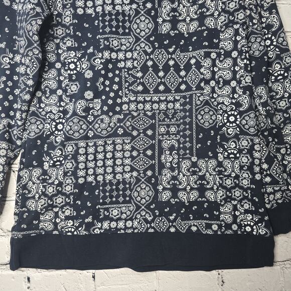 Lands End Serious Sweats Cotton Blend Blue Picnic Print Long Sleeve Sweatshirt - Picture 3 of 10